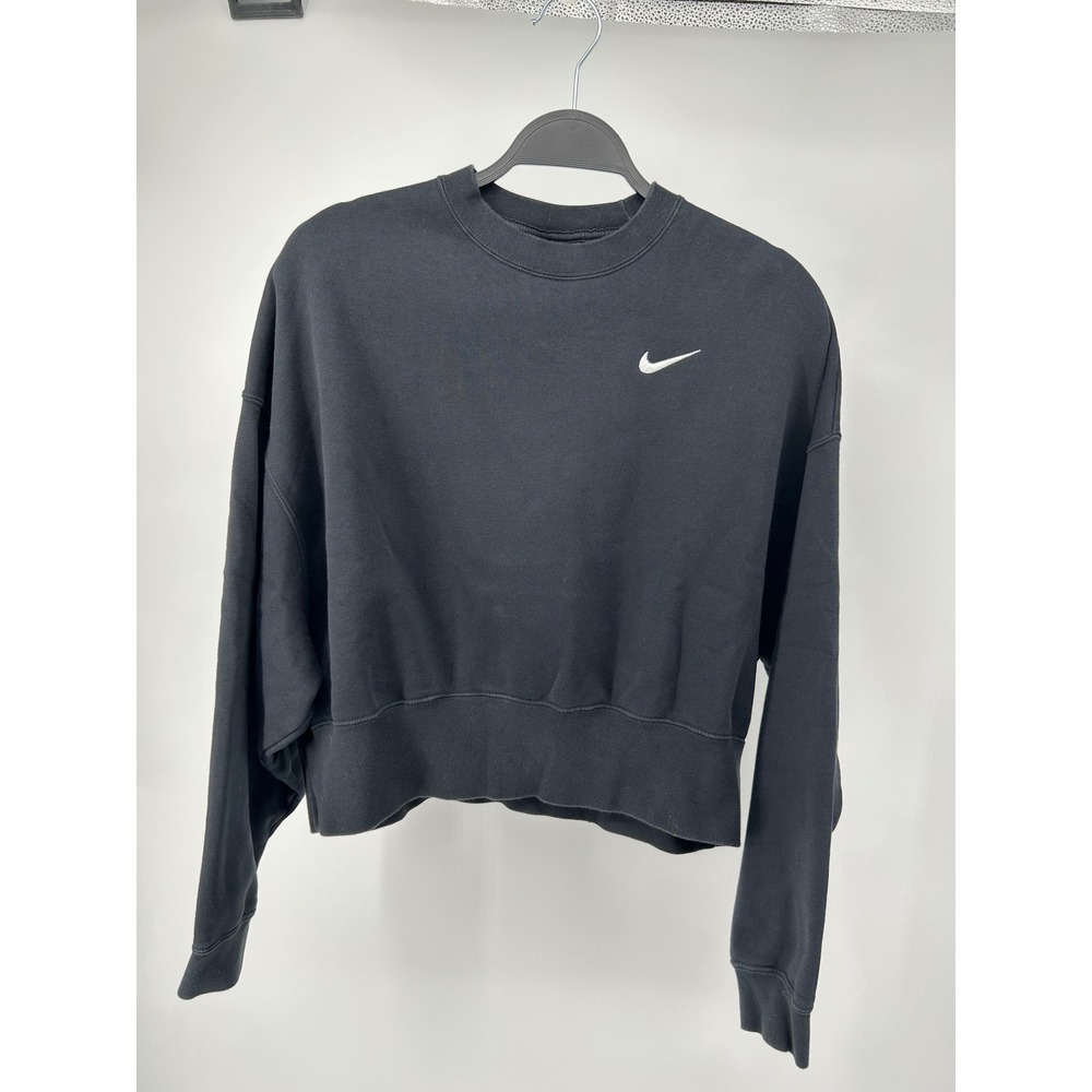 Nike Sweatshirt Womens Small Black Excellent Cropped Phoenix Fleece Pullover